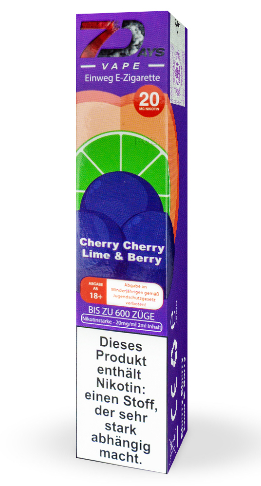 7 Days Vape - E-Shisha - Cherry Cherry Lime & Berry